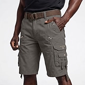 cheap Classic-Men's Cargo Shorts Hiking Shorts Leg Drawstring Wearable Elastic Cuff Plain Solid Comfort Knee Length Casual Daily Outdoor Vacation Fashion Navy Blue Red Micro-elastic