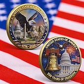 billiga U.S. 250-årsjubileum-Amerikanskt 250-årsjubileumsmynt, patriotiskt samlarmynt med frihetsklocka, örn &amp;Frihetsgudinnans design, utmaningsmynt för halvhundraårsjubileum, hållbar metall för visning