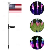  1 pz luci solari decorative a LED per esterni, luci solari con bandiera americana, bandiere decorative, bandiera patriottica da giardino, faretti solari per paesaggistica, luci solari da giardino, luci a LED per asta portabandiera da esterno