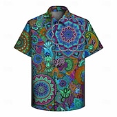  Retrò Vintage Hippie Anni '70 Camicia Maniche corte Hippie Paisley Fiori Mandala Etnico Costume Per uomo Festival Musicale Feste Abbigliamento quotidiano Adulti Camicia Primavera & Estate
