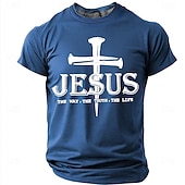  Hombre Jesús Camiseta Manga Corta Camiseta Impresión 3D Cuello Barco Camisa Moda Design Sencillo Casual Diario Fiesta Rojo Verano Primavera Ropa S M L XL XXL XXXL