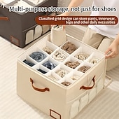 ieftine Depozitare Haine-Organizator de pantofi pentru dulap, cutii de depozitare a pantofilor din material textil cu capac transparent - cutii de depozitare a pantofilor pliabile, rezistente la umiditate, secționate,