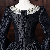 cheap Dresses-Rococo Baroque Ball Gown Floor Length Dress Ball Gown Long Sleeves Princess Bridal Lace Floral Ball Gown Square Neck Fancy Dress Women's Royal Halloween Carnival Masquerade Prom Tea Party Party