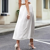 preiswerte Unterteile-Elegant 1950er Midlänge Unterrock Halbunterrock Satinrock Spitze Kostüm Damen Alltagskleidung Junggesellinnenabschiedsparty Erwachsene Rock Ganzjahres