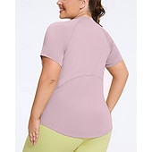 cheap Yoga Tops-Women's Yoga Tops Workout Tops Crew Neck Skin Friendly Lightweight Comfortable Plus Size Short Sleeve Sports Solid Color Top For Gym Workout Running Fitness Loose Fit Activewear