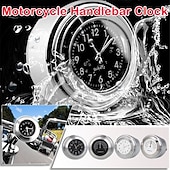 preiswerte Luftreininiger fürs Auto-2-teiliges Motorrad-Lenkeruhr- und Thermometer-Set, wasserdichte Chrom-Quarzuhr &amp;Temperaturanzeige für 7/8"- und 1"-Lenker, universell passend für Cruiser- und Chopper-Motorräder, schwarz oder silber