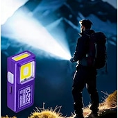 お買い得  懐中電灯-ミニCOB LED懐中電灯、USB-C充電式、クリップマグネット付きポータブル作業灯、EDCキャンプウォーキングポケットランプ、緊急キャンプホーム用