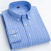 economico Camicie Button Down da uomo-Per uomo Camicia Camicia di lino Camicia elegante Camicia button-down Blocco di colori Quotidiano Affari Blu Blu chiaro Bianco Rosso Manica Lunga Collo ripiegato Tutte le stagioni Abbigliamento