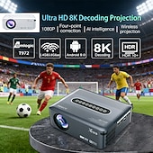 economico Proiettori-Videoproiettore intelligente con supporto nativo 1080p, decodifica 8K, sistema operativo Android 9.0, Wi-Fi dual band 5G, HDR 10+. &amp;Proiettore audio Dolby per i Mondiali di calcio del 2026, per