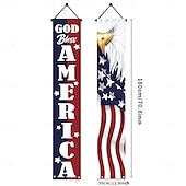 baratos 250º Aniversário dos EUA-1/2 par de bandeiras patrióticas com águia e porco para o 4 de julho, com a frase "Deus abençoe a América", decoração para porta de entrada com a bandeira americana, estrelas e listras para o Dia da