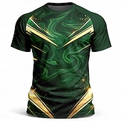  Maglia da calcio da uomo ispirata al Messico, verde scuro, oro, grafica astratta a V, traspirante, in mesh, performante, con protezione UPF50+, ideale per tornei e allenamenti.