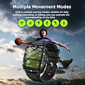 voordelige Smartwatches-Rugged Smart Watch, Military Tactical Fitness Tracker with Heart Rate Monitor &amp; SpO2, Waterproof Sport Smartwatch for Men Women, Compatible with iPhone Android, Ideal Birthday Gift