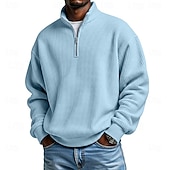 economico Polo classica da uomo-Per uomo Magliette Polo a Nido d'Ape Polo Vacanza Streetwear Zip a un quarto Manica Lunga Moda Essenziale Semplice Primavera Autunno Vestibilità regolare Viola blu navy Aalbicocca Nero Bianco Vino