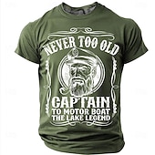  ανδρικό ποτέ πολύ παλιό καπετάνιο σε μηχανοκίνητο σκάφος ο θρύλος της λίμνης αστείο ναυτικό γραφικό μπλουζάκι με κοντό μανίκι, στρογγυλή λαιμόκοψη, παλιό καπετάνιο με σωλήνα, vintage δώρο για βαρκάδα,
