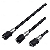 baratos Ferramentas de medição e medição-Conjunto de 3 pontas de chave de fenda magnéticas com ponta Phillips PH2 e anel magnético para fixação de parafusos, encaixe hexagonal de 1/4", pontas de extensão longa para furadeira, trabalhos em