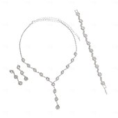cheap Jewelry Sets-Jewelry Set Three-piece Suit Chrome 1 Necklace 1 Bracelet Earrings Women's Elegant Stylish Jewelry Set For Party Wedding