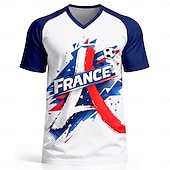  Uniseks Frankrijk Voetbalzomer Wereldwijde wedstrijd Truien Hardloopshirt Zomer Kleurenblok Korte mouw UPF 50 Sneldrogend Ademend Informeel Hardlopen Joggen Fitness blauw Sportkleding Sportkleding