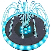 お買い得  水中ライト-ソーラーバードバス噴水、色が変わるLEDライト &amp;4本のドリフト防止固定ロッド &amp;8つのノズルを備えた、鳥の水浴び場、庭、裏庭、池、魚のいる池用の改良型ソーラー噴水