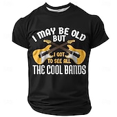 Maglietta da uomo "Potrei essere vecchio, ma ho visto tutte le band più cool" con grafica vintage e chitarra, vestibilità regolare, stile retrò, rock, regalo, abbigliamento firmato, taglie S, M, L,
