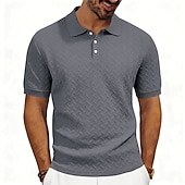 cheap Men's Classic Polo-Men's Polo Polo Shirts Casual Street Lapel Short Sleeve Basic Modern Plain Lightweight Buttons Summer Spring Regular Fit Black White Khaki Dark Grey Army Green Polo