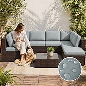 abordables Funda para Cojines de Patio-8 fundas elásticas para cojines de patio, fundas impermeables de repuesto para sofás de exterior, sofá de exterior &amp;Fundas para sofás, fundas para cojines de muebles de patio, protector de muebles