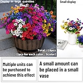 economico Fiore finti-9/18 pezzi di vivaci fiori artificiali di eucalipto, composizioni di fiori finti multicolore, 9 colori brillanti, decorazioni da appendere in plastica di alta qualità, adatte per vasi da balcone e