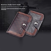 cheap Card Holders &amp; Cases-2 Pack Men's Wallet Vintage Retro Bifold PU Leather Purse, Distressed Riveted Short Wallet with Snap Button Closure, Card Holder for Men Boyfriend Father Gift, Brown/Charcoal