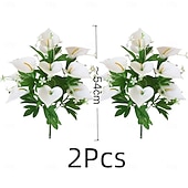 billige Kunstig blomst-2 stk. kunstige blomster til kirkegården til minnedagen, store, vedlikeholdsfrie gravsteinsdekorasjoner, egnet for alle årstider, ideelle for utendørs kirkegårder, minnehaller hjemme, gravsteder