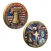 economico 250° Anniversario degli Stati Uniti-Moneta commemorativa del 250° anniversario degli Stati Uniti, moneta patriottica da collezione con campana della libertà e aquila. &amp;Moneta commemorativa del cinquantesimo anniversario con design della