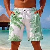 abordables Plantas y Flores Tropicales-Hombre Árbol de coco Degradado de color Plantas tropicales Boxers de Natación Trajes de baño, bañadores cortos Pantalones de Surf Media cintura Hawaiano Exterior Vacaciones Uso Diario Bolsillos