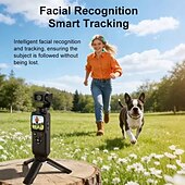 abordables Cámara de Acción-Cámara de bolsillo con estabilizador 4K Ultra HD y seguimiento automático de 330°. &amp;Seguimiento facial, cámara de acción portátil con pantalla táctil de 1,72", cámara inalámbrica wifi para vlogs de