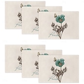 Χαμηλού Κόστους Placemats &amp; Coasters &amp; Trivets-Τραπεζομάντιλο με πεταλούδα ίριδας τεσσάρων εποχών, ορθογώνιο κάλυμμα τραπεζιού από 100% πολυεστέρα, σχέδιο με λουλουδάτο μοτίβο πεταλούδας, πλένεται στο πλυντήριο, ανθεκτικό στη θερμότητα,