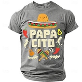  Men's Papacito Mexican Sombrero Cinco De Mayo Fiesta Funny Father's Day T Shirt Graphic Casual Short Sleeve Olive Green Chili Pepper Avocado Maracas Gift Designer Clothing Apparel S M L XL XXL XXXL