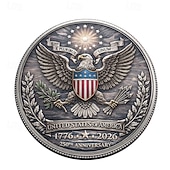cheap U.S. 250th Anniversary-U.S. 250th Anniversary American Revolution Commemorative Coin 1776-2026, George Washington Crossing Medal, Patriotic Collectible, Independence Day Historical Tribute Gift