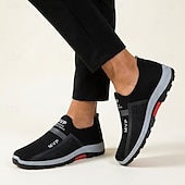 cheap Casual Sneakers-Men's Black Slip-On Sport Sneakers Breathable Mesh Lightweight Comfort Walking Shoes for Adult Men, Daily Commuting, Outdoor Walking, Travel and Casual Weekend Use