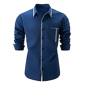 voordelige Overhemden met knopen voor heren-Voor heren Overhemd Button-down overhemd Lapwerk Casual Dagelijks Zwart Wit Rood Marineblauw Lange mouw Strijkijzer Zomer Lente Kleding Zak