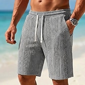 voordelige Casual korte broek-Voor heren Zomer korte broeken Strandshorts Casual korte broek Gestructureerde shorts Jacquard Trekkoord Elastische taille Effen Kleur Comfort Ademend Knielengte Dagelijks Buiten Streetwear Vakantie