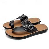 voordelige Vakantiesandalen-Witte heren slippers met dubbele gesp, casual zomerschoenen, comfortabele sandalen voor strand, resort en vakantie.