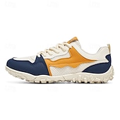 baratos Sapatos Casuais com Cadarço-Tênis casuais masculinos brancos, amarelos e azul-marinho com cadarço, leves, respiráveis e confortáveis para caminhada, ideais para uso diário, viagens, lazer ao ar livre e atividades de fim de semana.