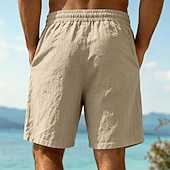 abordables Vacances-Homme Shorts Shorts en Lin Shorts d'été Shorts de plage Cordon de serrage Taille Élastique Uni Confort Respirant Longueur Genou Quotidien Extérieur Fête Vacances Mode Noir Blanche Non Elastique