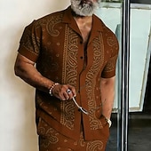 economico Modello etnico-Per uomo Paisley Stampa Floreale Etnico Camicia Camicia con Bottoni Camicia con collo camp Manica Corta Vintage Retrò Abbigliamento casual alla moda Vacanza Estate Primavera Colletto cubano Stampa 3D
