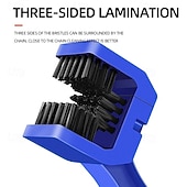 economico Accessori lavaggio auto-moto da 6 &amp;Spazzola per la pulizia della catena della bicicletta, strumento di manutenzione a 3 lati per ingranaggi, pignone e cassetta, kit di pulizia per MTB e bici da strada, 3 colori (blu, rosso,