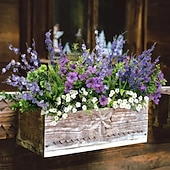preiswerte Künstliche Blume-18 künstliche Blumensträuße für den Außenbereich, lila-violett-lavendelfarbener Kunststrauß, UV-beständig &amp;wasserfeste, dekorative Begrünung für drinnen und draußen, Blumenarrangement für Zuhause,