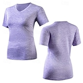 cheap Running Tee &amp; Tank Tops-Women's Solid Colored Running T-Shirt Running Top Running Shirt Summer Spring Short Sleeve Quick Dry Lightweight Elastic Breathable Tennis Golf Black Pink Purple Sportswear Activewear
