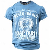 ανδρικό ποτέ πολύ παλιό καπετάνιο σε μηχανοκίνητο σκάφος ο θρύλος της λίμνης αστείο ναυτικό γραφικό μπλουζάκι με κοντό μανίκι, στρογγυλή λαιμόκοψη, παλιό καπετάνιο με σωλήνα, vintage δώρο για βαρκάδα,