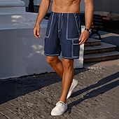 voordelige Vakantie-Voor heren Ladingbroek Cargoshorts Korte broek Casual korte broek Zak Elastische taille Effen Effen kleur Comfort Boven de knie Casual Buiten Streetwear Modieus Streetwear Zwart Marineblauw