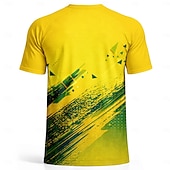  Uniseks Brazilië Voetbalzomer Wereldwijde wedstrijd Truien Hardloopshirt Zomer Kleurenblok Korte mouw UPF 50 Sneldrogend Ademend Informeel Hardlopen Joggen Fitness Geel Sportkleding Sportkleding