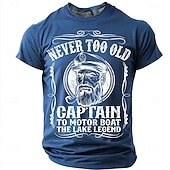  ανδρικό ποτέ πολύ παλιό καπετάνιο σε μηχανοκίνητο σκάφος ο θρύλος της λίμνης αστείο ναυτικό γραφικό μπλουζάκι με κοντό μανίκι, στρογγυλή λαιμόκοψη, παλιό καπετάνιο με σωλήνα, vintage δώρο για βαρκάδα,