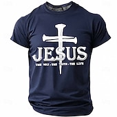  Hombre Jesús Camiseta Manga Corta Camiseta Impresión 3D Cuello Barco Camisa Moda Design Sencillo Casual Diario Fiesta Rojo Verano Primavera Ropa S M L XL XXL XXXL