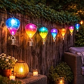 رخيصةأون يعمل بالطاقة الشمسية-أضواء سلسلة من الحديد المقاوم للماء يعمل بالطاقة الشمسية، على شكل بالون هواء ساخن، فوانيس LED معلقة للحديقة، والفناء، والسور، والشرفة، والباحة، والتراس، والفيلا، والحفلات الخارجية، والاحتفالات &amp;إضاءة